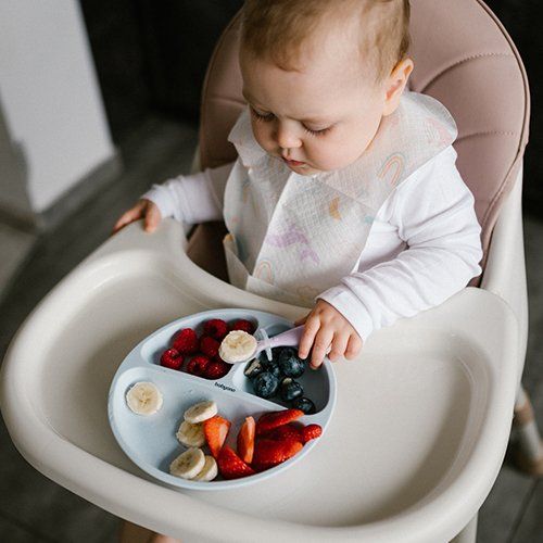 BabyOno Talíř silikonový s přísavkou - blue 6m+