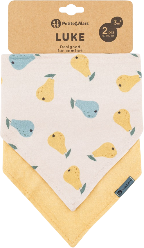 Petite&Mars Bryndák bandana Luke Beige Pears&Intense Ochre 3m+, 2 ks