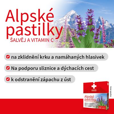 Cemio Alpské pastilky Šalvěj a vitamin C 20 pastilek