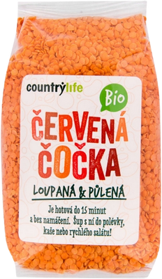 Country Life Čočka červená půlená BIO 500 g