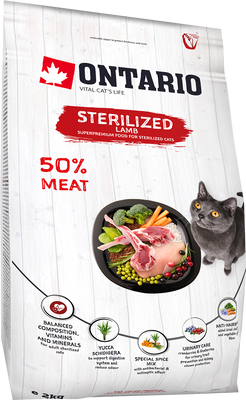 Ontario Krmivo Cat Sterilised Lamb 2 kg