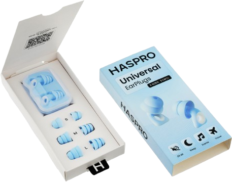 Haspro Universal Blue, 1 pár opakovaně použitelných silikonových špuntů do uší, modré