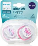 Philips Avent Avent Šidítko Ultra air Text 0-6m dívka 2 ks