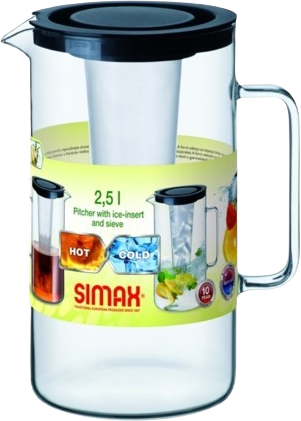 Simax Skleněný džbán s vložkou a sítkem, černý 2.5 l
