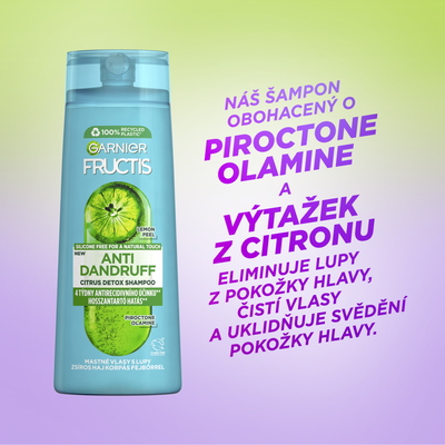 Garnier Fructis Antidandruff Citrus šampon pro mastné vlasy s lupy 250 ml