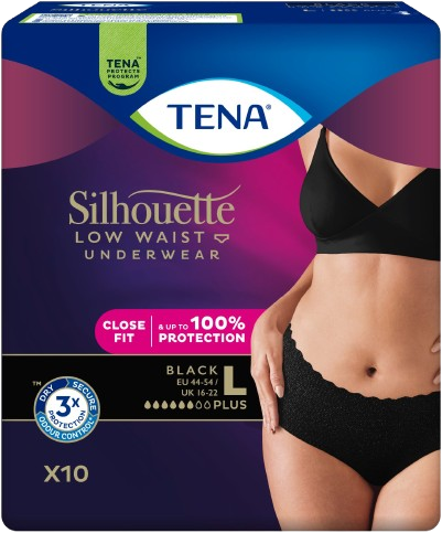 Tena Silhouette Plus Black L inkontinenční kalhotky 10 ks