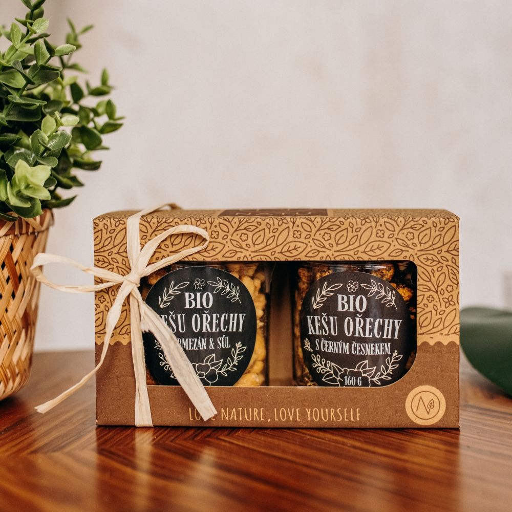 Natu Dárkový set BIO kešu ořechů deluxe II., 2 x 160 g