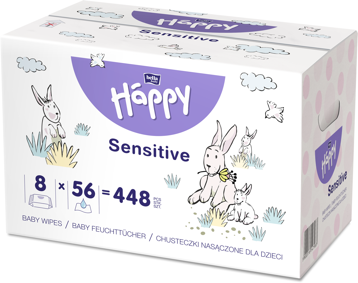 Bella Happy Baby čistící ubrousky sensitive hypoalergenní 8 x 56 ks