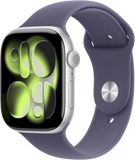 Apple Watch 11 GPS + Cellular 42mm stříbrný hliník - mlžně fialový sportovní řemínek - M/L