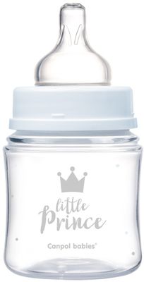 Canpol babies Lahev se širokým hrdlem ROYAL BABY modrá 120 ml