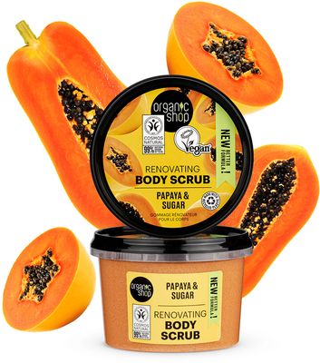 Organic Shop Renovující tělový peeling Papája a cukr 250 ml