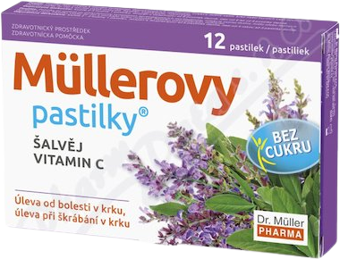 Dr.Muller Müllerovy pastilky se šalvějí bez cukru 12 ks