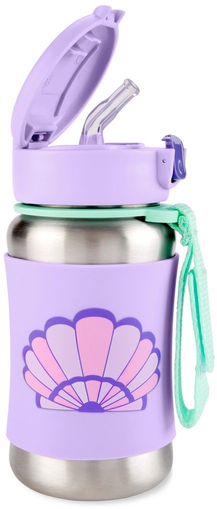 Skip Hop Spark Style Láhev s brčkem na vodu nerez Mušle 12m+ 350 ml