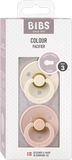 BIBS Colour dudlíky z přírodního kaučuku velikost 3, Ivory/Blush 2 ks