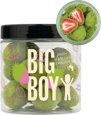BIG BOY® Jahody v matcha a bílé čokoládě 120 g