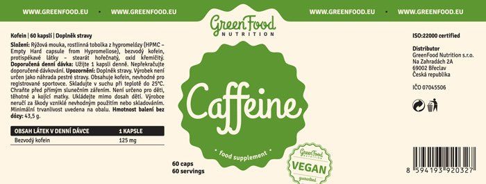 GreenFood Nutrition Kofein 60 kapslí