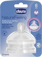 Chicco Dudlík na láhev Natural Feeling silikon rychlý průtok 6m+ 2 ks