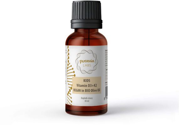 Puravia LABS KIDS Vitamín D3 + K2 v bio olivovém oleji VEGAN 30 ml