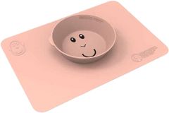 Matchstick Monkey Protiskluzová silikónová podložka s miskou, ružová