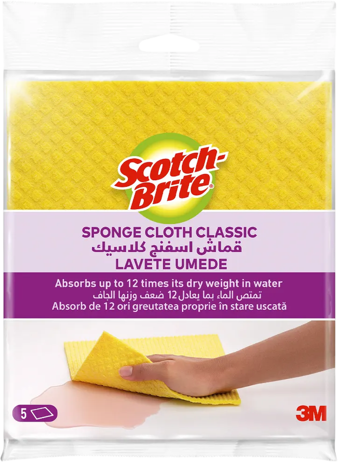 3M Scotch-Brite™ Classic houbová utěrka, žlutá 5 ks