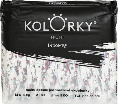 Kolorky NIGHT - M (5-8 kg) noční jednorázové eko plenky 21 ks