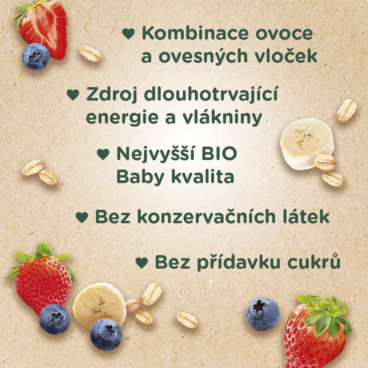 Sunar BIO ovocná kapsička Hopsáček jahoda, banán, borůvka a ovesné vločky 100 g