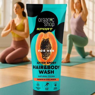 Organic Shop SPORT Dámský sprchový gel na vlasy a tělo Papája a kolagen 200 ml