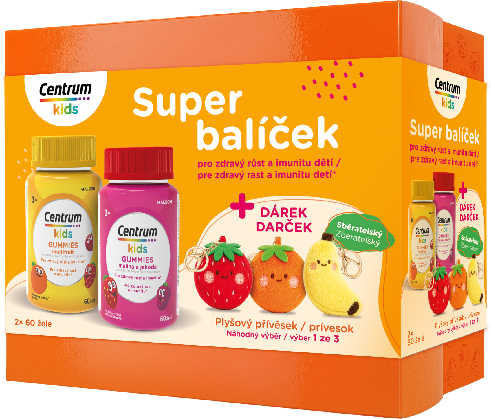 Centrum Kids Gummies dárkové balení Multifruit, Malina a jahoda 2 x 60 ks