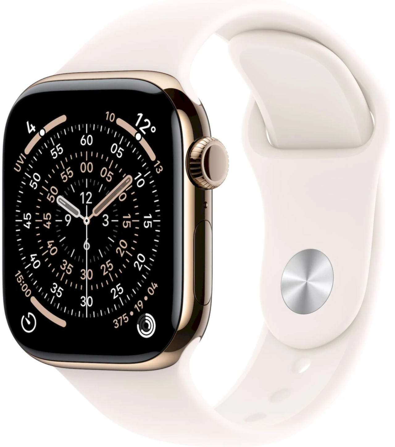 Apple Watch 11 GPS + Cellular 46mm Zlatý titan se světle ruměným sportovním řemínkem - S/M