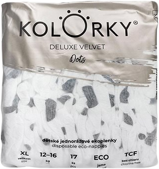 Kolorky DELUXE VELVET Puntíky vel. XL (12-16 kg) 17 ks