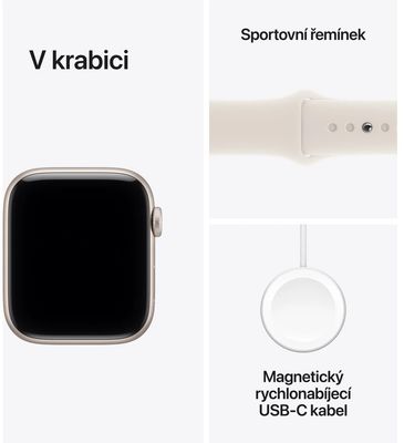 Apple Watch SE 3 44mm Hvězdně bílý hliník s hvězdně bílým sportovním řemínkem S/M