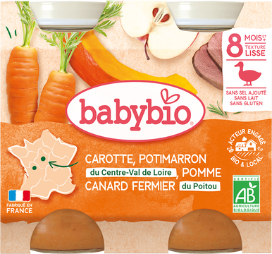 Babybio mrkev, dýně a jablka s kachním masem 2 x 200 g