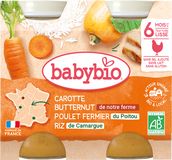 Babybio mrkev s máslovou dýní, kuřetem a rýží 2 x 200 g