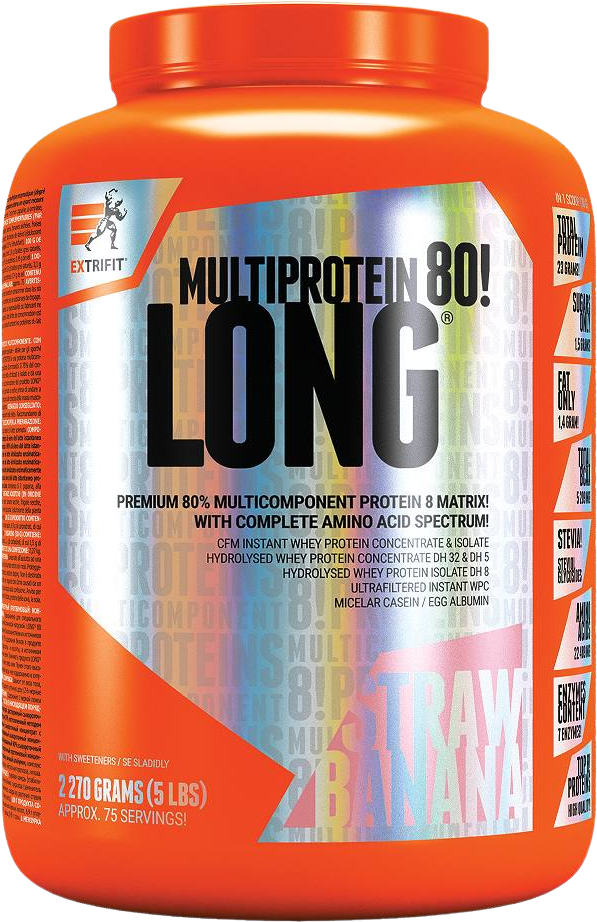 Extrifit Long 80 Multiprotein Jahoda, Banán 2270 g