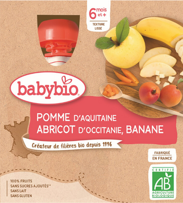 Babybio Jablko s meruňkou a banánem 4 x 90 g