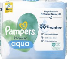 Pampers Harmonie Aqua Plastic Free Vlhčené ubrousky 4 x 48 ks