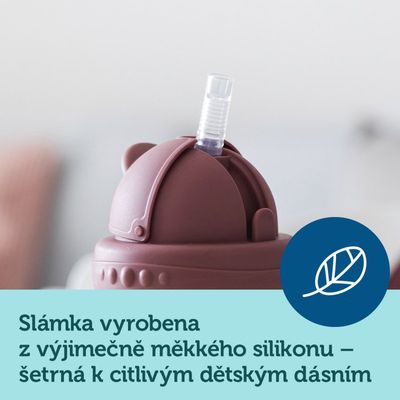 Canpol babies Bonjour Paris Nevylévací hrneček se slámkou a závažím 270ml růžový