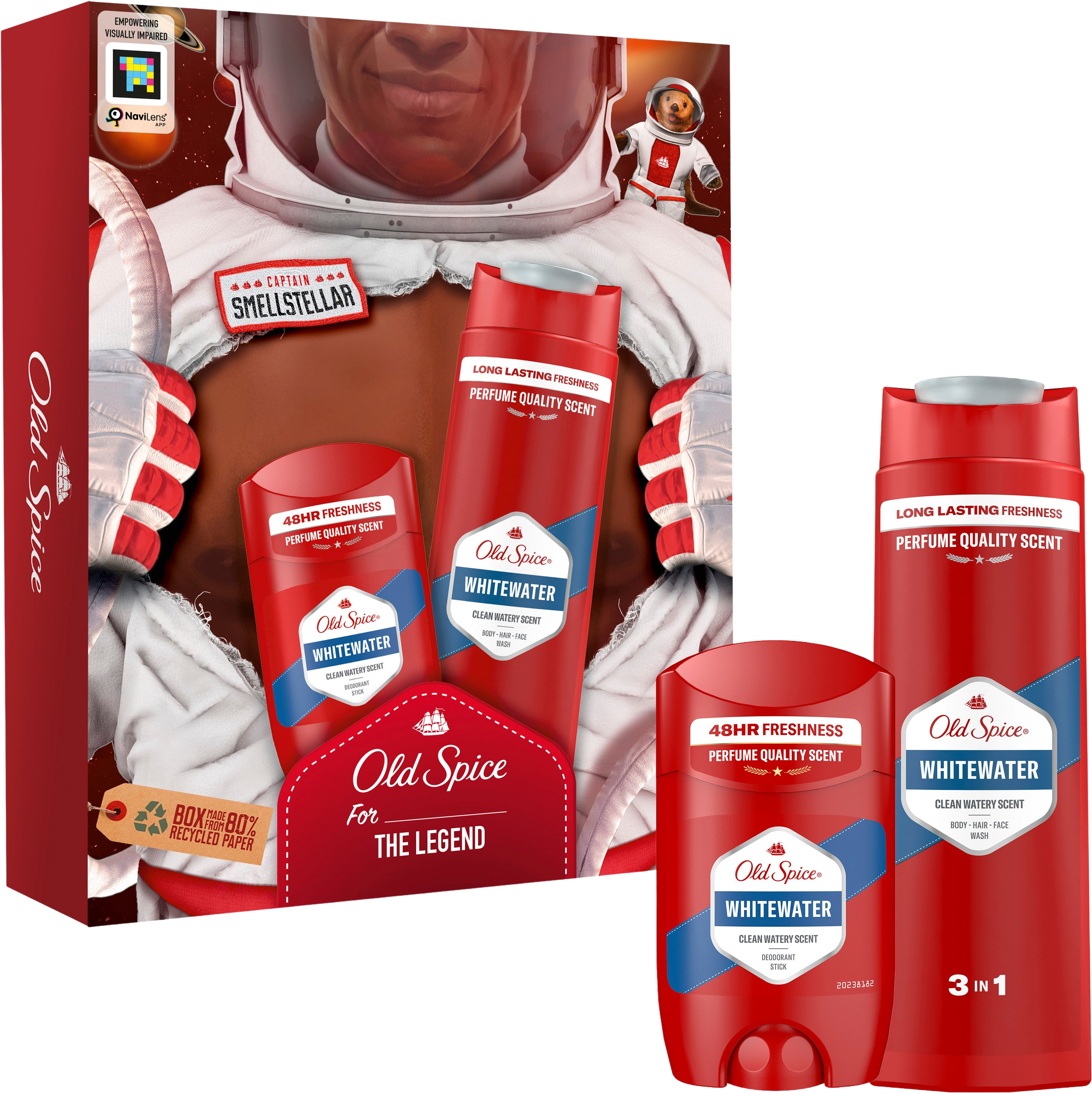 Old Spice Astronaut dárková sada s tuhým deodorantem a sprchovým gelem Whitewater
