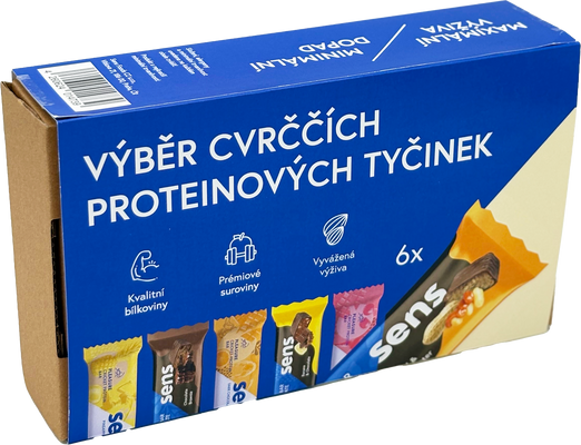 Sens Cvrččí proteinové tyčinky v dárkovém balení - starter pack 6 tyčinek