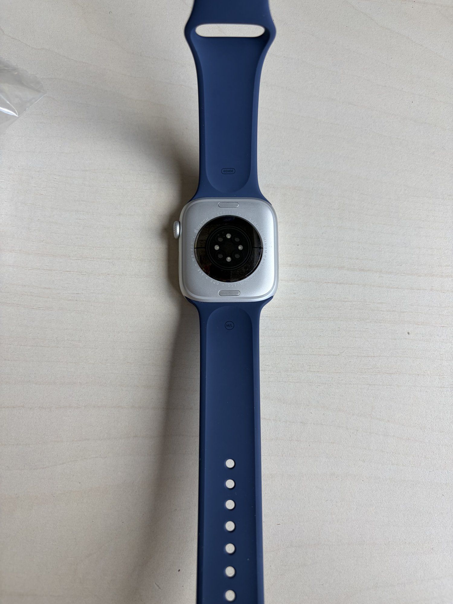 PB Apple Watch Series 10 Cellular 46mm Stříbrný hliník s denimovým sportovním řemínkem M/L