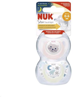Nuk Dudlík Star Den&Noc 0-6 m 2 ks