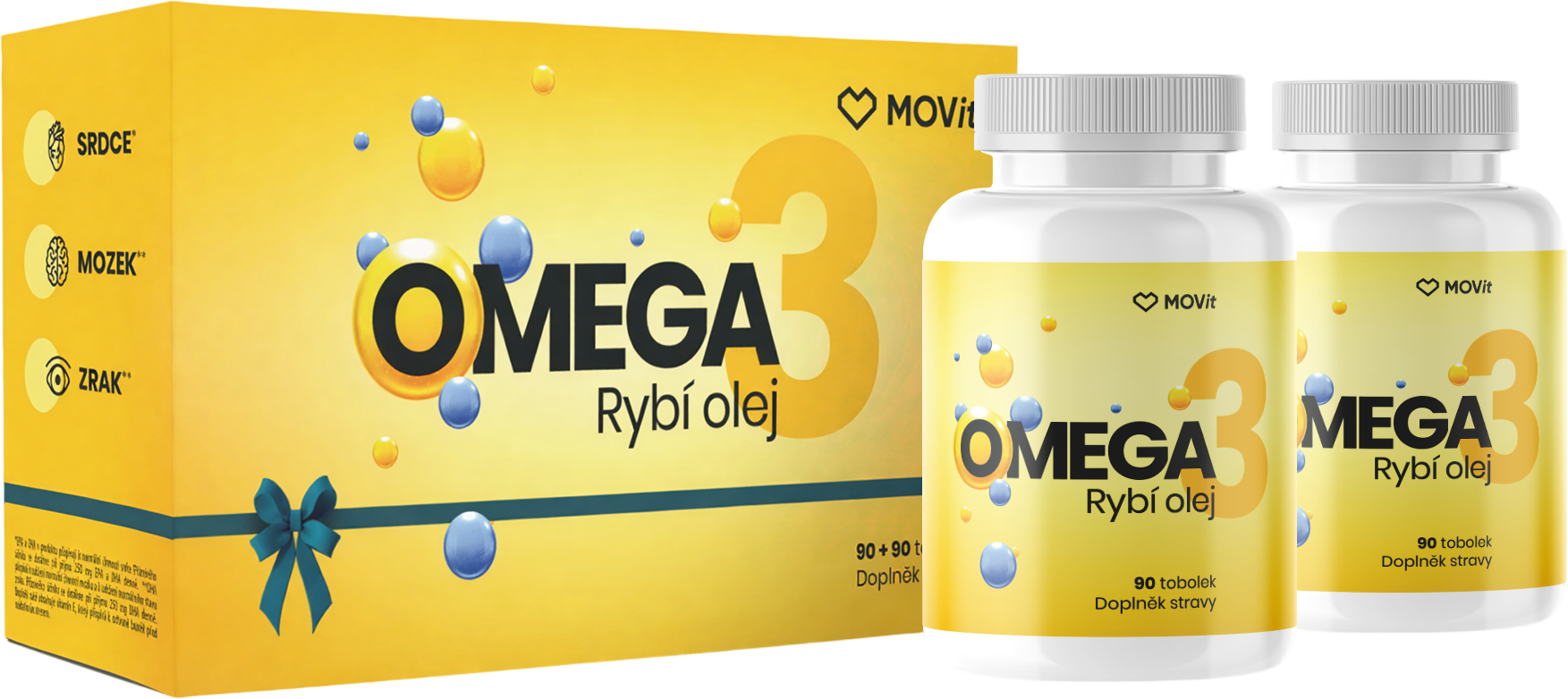 MOVit Energy Dárkové balení Omega 3 Rybí olej 180 tobolek