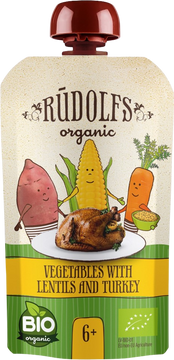 Rudolfs BIO kapsička Zelenina, čočka, krůtí maso 110 g