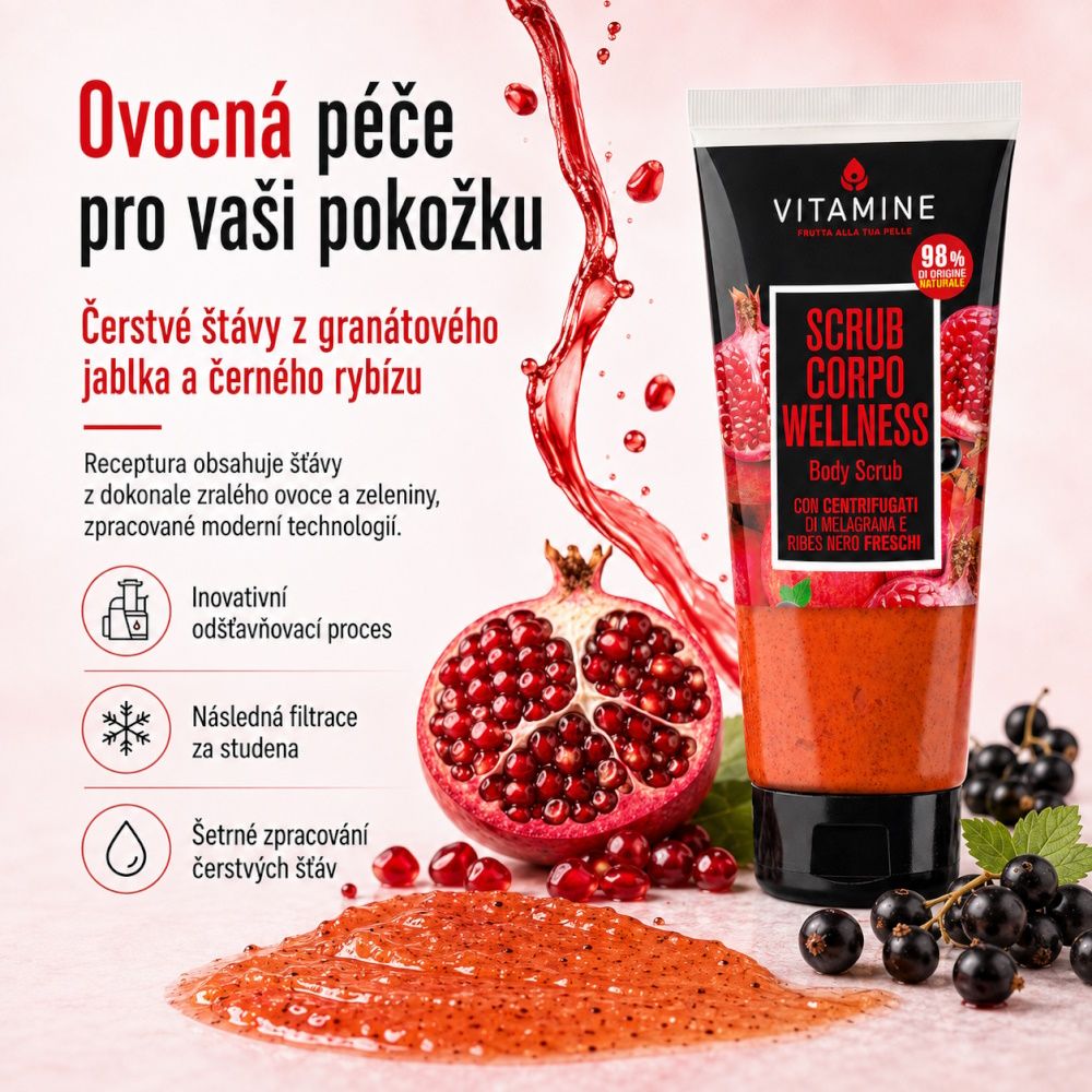 Erboristica Vitamine Wellness tělový peeling granátové jablko a černý rybíz 200 ml