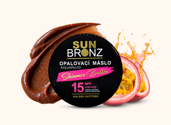 Vivaco SUN BRONZ Opalovací máslo s rozjasňujícími glitry SPF15, 100 ml