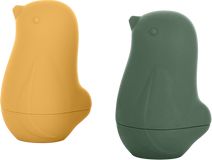 Petite&Mars Hračky silikonové do koupele - Love birds Ochre Green 6m+