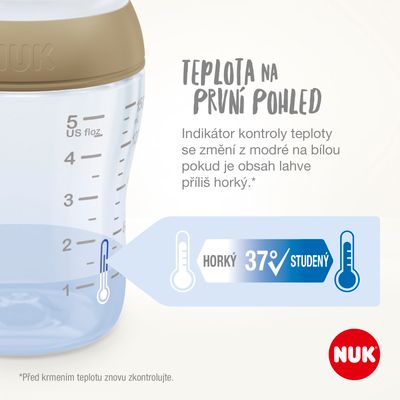Nuk Perfect Match láhev s kontrolou teploty, šedá 150 ml