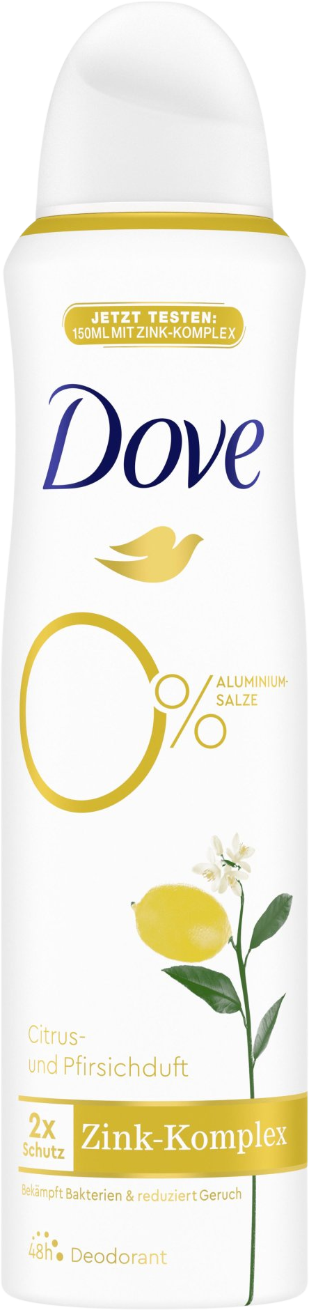 Dove 0% ALU Citrus a Broskev deodorant sprej 150 ml
