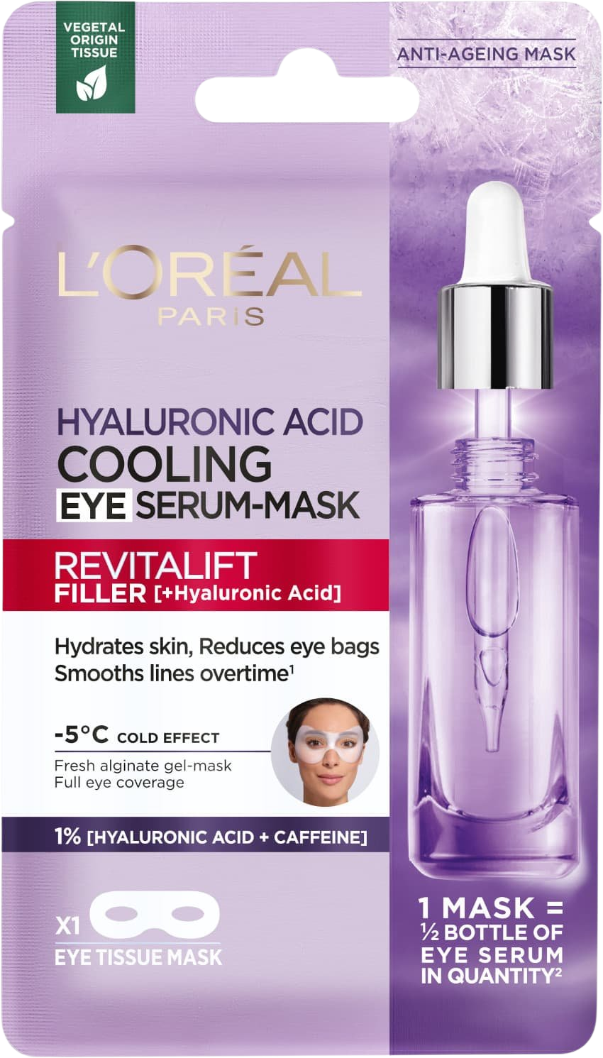L'Oréal Paris Revitalift Filler Textilní oční maska s chladivým efektem 13 g