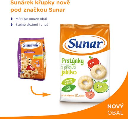 Sunar dětské křupky jablečné prstýnky 50 g